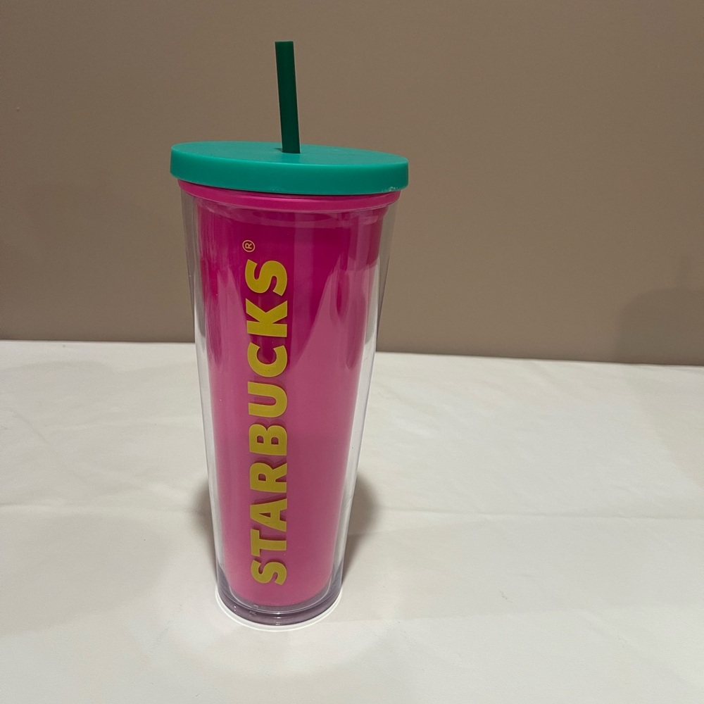 Starbucks Pink Tumbler with Teal Lid